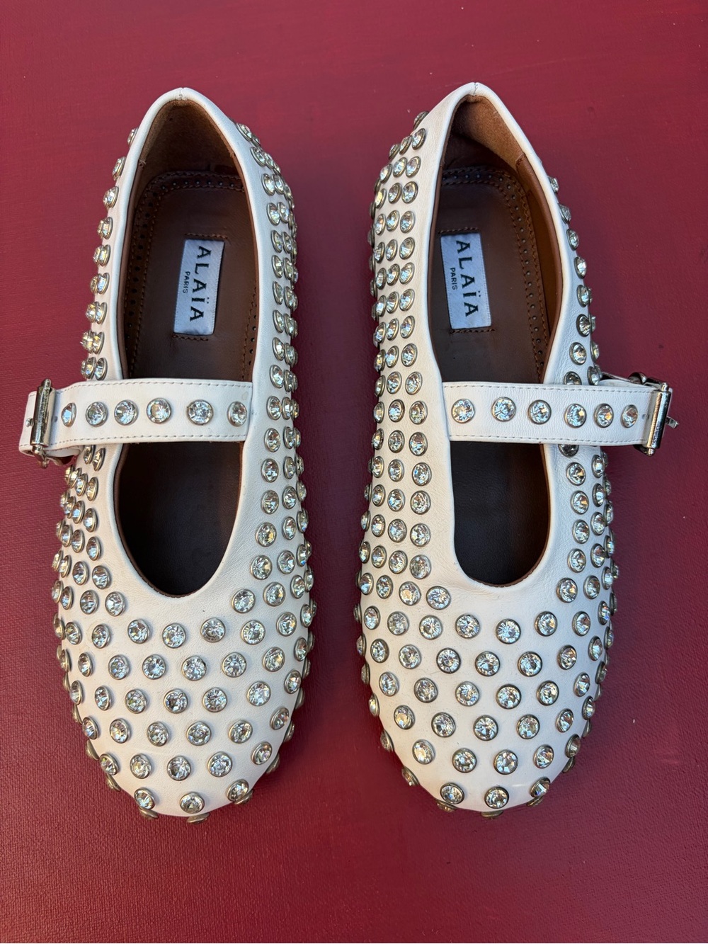 Alaia Ballet Flats - Rhinestone Crystal Mary Janes